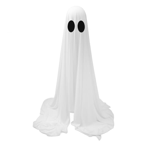 Halloween Light Up Ghost Kit, 65 Zoll Höhen Verstellbar DIY Halloween Dekorationen mit 5 Luftballons, Batterie Betriebenes Gruseliges Geister für Indoor Veranden Im Freien von Fockety