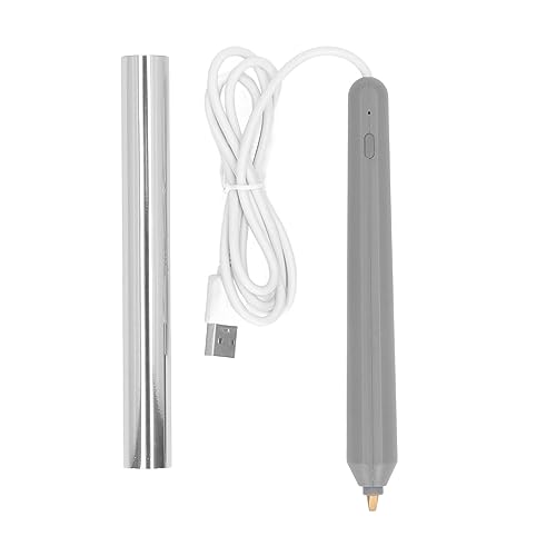 Heißfolienstift, USB-Heißfolienprägestift, kostenloses Stempeln, Foil Quill Starter Kits mit 4 Spitzen, Scrapbooking-Zeichenstift, für die Kartenherstellung (Silber) von Fockety