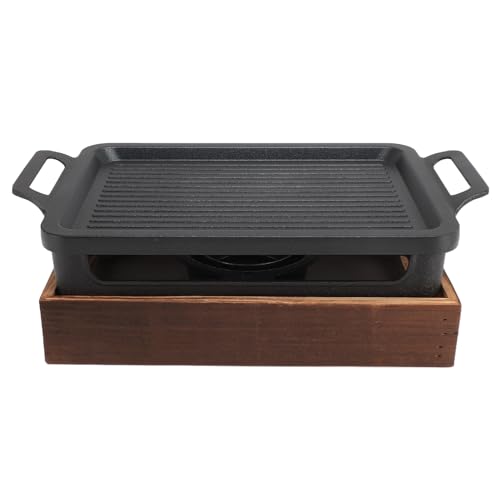 Holzkohlegrill, Tragbarer, Leichter, Rauchfreier Grill, Tischgrill, Alkoholofen, Innengrill mit 26,9 X 20,1 Cm Großer Abnehmbarer Grillschale, Holzsockel für Camping von Fockety