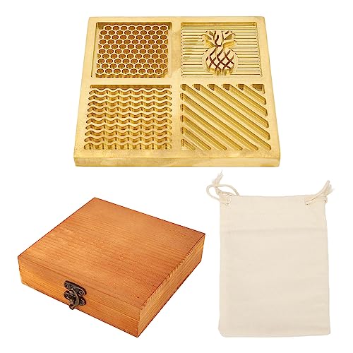 Klares Eiswürfel Design Tablett, 4 Muster, Eisstempel, Verdicktes Messing, Rostschutz, Eiswürfel Stempel, Whiskey Eisform, Eis Design Tablett für Eis Cocktails, Bourbon von Fockety
