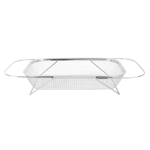 Küchensieb über der Spüle, 45,7 Cm, Küchensieb aus Edelstahl mit Ausziehbaren Griffen, Obstsiebe, Abtropfkorb für Küchenobst und Gemüse (SILVER) von Fockety