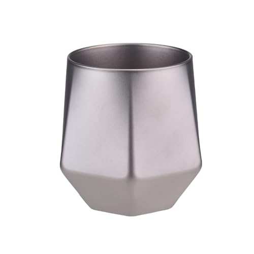 Leichte 240 Ml Doppelschicht Ti Vakuum Hexagonaler Camp Cup, Isolierte Kaffeetasse Im Freien mit Reinem Ti, Leicht Sauber für Camping und Reisen, Alkali -W (Sandstrahl) von Fockety