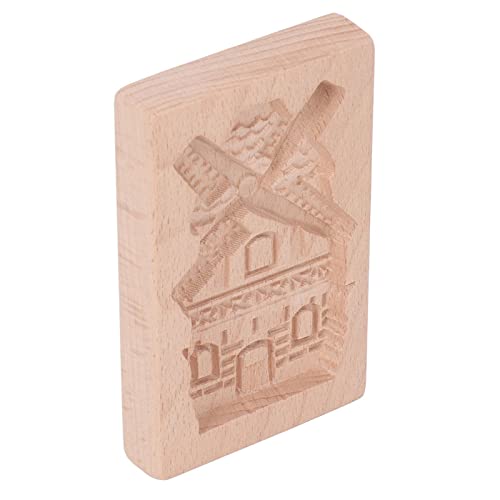 Plätzchenform, Wiederverwendbar Leicht zu Reinigen Glatte Oberfläche Buchenholz Langlebige Plätzchenform aus Holz Zum Backen (Windmühle) von Fockety