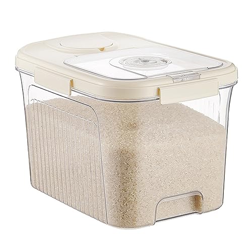 Reisbehälter, Reisbehälter-Anzeigeknopf, Magnetschalter, Insektenschutz für die Küche (Großes Cremeweiß) von Fockety