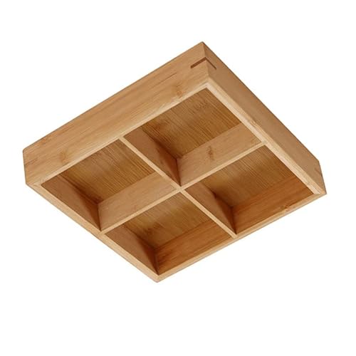 Serviertablett aus Holz, Umweltfreundliches Tablett mit Mehreren Fächern, Geteiltes Holztablett für Hot Pot Restaurants (4 Fächer) von Fockety