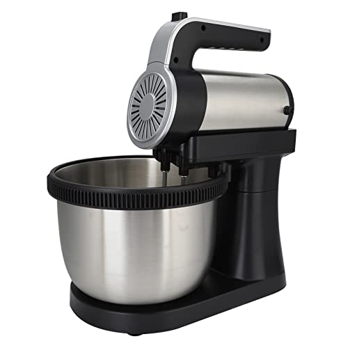 Standmixer, 2 in 1 1000 W 5-Gang-Kippkopf-Elektro-Handmixer mit 4-Liter-Edelstahlschüssel, Knethaken, Rührbesen und Schneebesen, Multifunktionaler Haushalt-Küchen-Mixer für Den Täglichen Gebrauch von Fockety