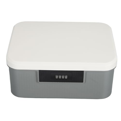 Fockety Zahlenschloss-Box, doppelschichtige abschließbare Aufbewahrungsbox mit 9 l Fassungsvermögen, leerer Aufbewahrungskoffer für Medikamente, Aktendokumente (GRAY) von Fockety