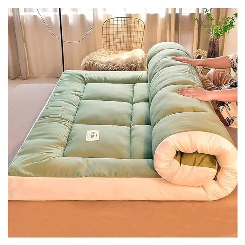 Futonbett for bequemes Schlafen, japanische Bodenmatratze, extra Dicke, Faltbare Bodenmatratze, platzsparende und tragbare Matte (Color : Green, Size : Queen) von Fodalob