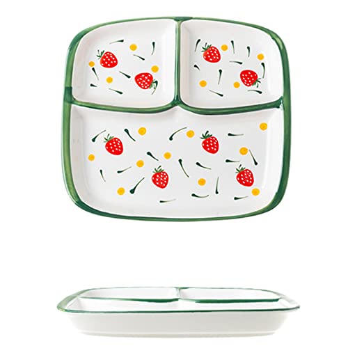 Gewichtsmanagement-Geschirr - 10-Zoll-Porzellan-Teller, geteilte Sicherheitsunterglasurfarbe, 3 Fächer, Mittagsteller, Salat, Fleisch, Reis, runde Gerichte, Geschirrzubehör (Color : C) von Fodalob