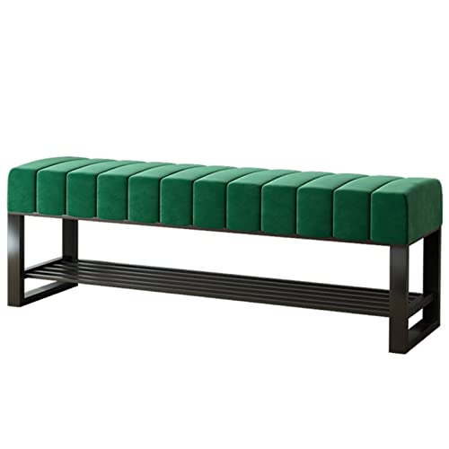 Möbel für den Flur- Schuhaufbewahrungsbank-Organizer, Aufbewahrungsorganisator mit samtkissengepolstertem Sitz, schwarzem Metallrahmen, for Wohnzimmer, Flur (Color : Green, Size : 100cm(39.3")) von Fodalob