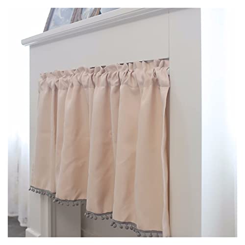 Rosa halber Fenstervorhang, Polyester-Vorhang for kleine Fenster, Keller, Quasten, Fenstervorhang, 1-teilig, Kurze Vorhänge for Wohnzimmer (Size : 130x45cm(WxH)) von Fodalob