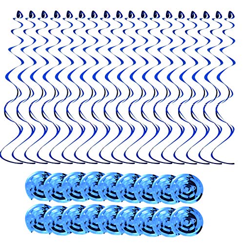 18 STK Wirbel Hängende Party Dekorationen, Blau Wirbel Decken Deko, Wiederverwendbare Spiralen Geburtstags Luftschlangen, Folien Wirbel Girlande für Hochzeit,Weihnachten,Partybevorzugungen von Fodlon