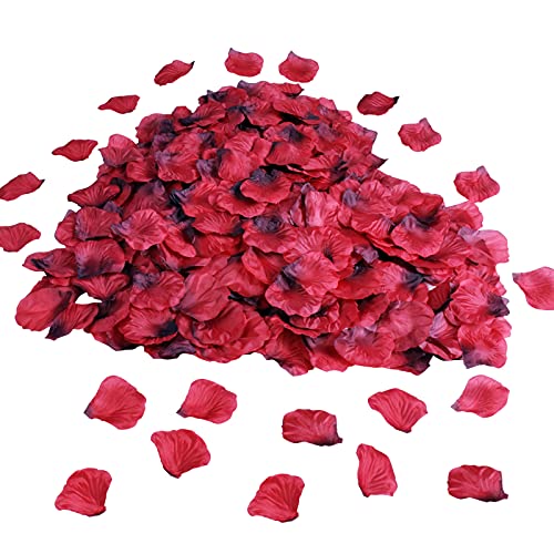 4000pcs Rosenblätter Für Hochzeiten, Seide Rosen Blätter, Romantische Rosenblüten Deko, Geschmacklose Rosen Blütenblätter für Tischdekoration, Valentinstag, Hochzeitsgang, Bett, Party (Dunkel Rot) von Fodlon