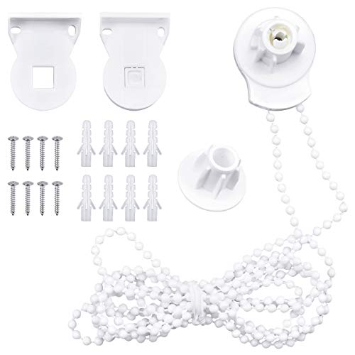 1 Set Rollo Halterung Fenster 25 mm Rollo Klemmfix Ersatzteil, Plastik Rollo Beschläge Ersatz-Reparatur-Set Kettenzug mit Schrauben für Klemmfix-Rollos, Doppelrollo, Weiß von Fodlon