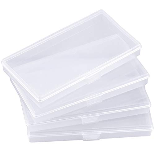 Fodlon 4 Pack Kleine Plastikbox, Rechteckige Durchsichtige Perlenbox, Bastelbox mit Klappdeckel für Schmuckstücke, Pillen, Schraubenorganisator (15 cm x 8 cm x 2 cm) von Fodlon