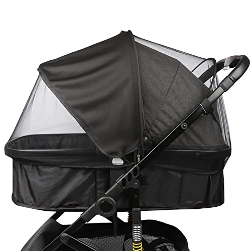 Kinderwagen Sonnenschutz Moskitonetz 2 in 1 Moskitonetz für Kinderwagen Insektenschutz Reißfester Sonnenschutz,Universal Moskitonetz für den Kinderwagen für Kinderwagen & Buggy （Mit Tasche - Schwarz） von Foenguy