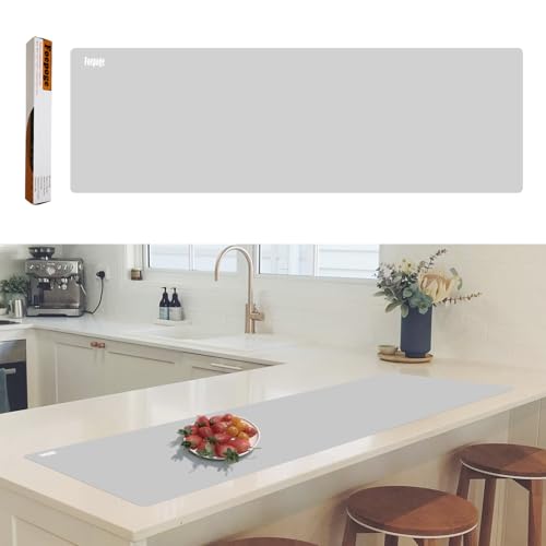 Foepoge 125 × 40cm Silikonmatte Groß für küche, Silikon Unterlage Hitzebeständige Bastelunterlage für Epoxidharz, Zuschneidbare Tischmatte, Antihafte rutschfeste Arbeitsmatte Thekenmatte, Grau von Foepoge