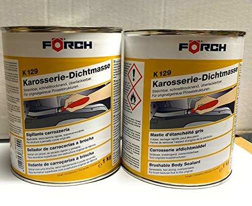 Förch 2X K129 Karosserie Dichtmasse 1kg Dose streichbar für einfache Pinselverarbeitung, schnell trocknend, überlackierbar, dauerelastisch von FORCH