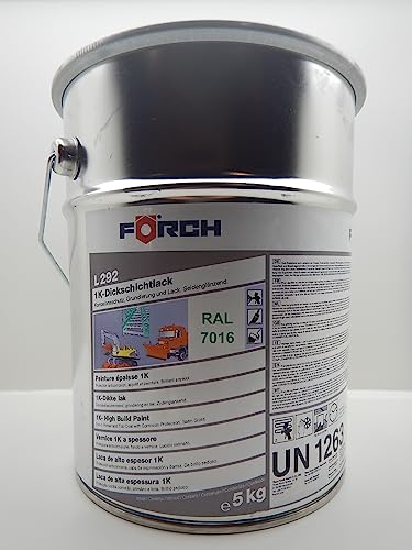 Förch 4 in 1 RAL 7016 ANTHRAZITGRAU GRAU DICKSCHICHTLACK LACK EIMER PINSELN 5L von Förch