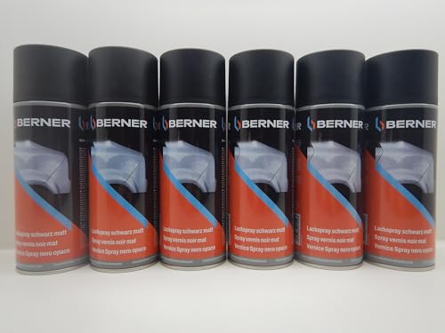 FORCH 6x Berner Spraydose Lackspray schwarz matt 400ml RAL 9005 Autolack Kfz Lack von FORCH