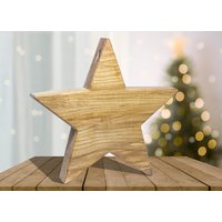 Holzstern Weihnachtsstern Esche Geölt Weihnachtsdekoration Stern Deko Personalisierbar Groß von FoerdeHolz