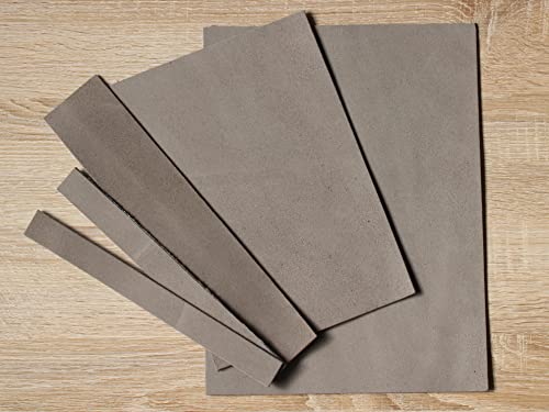 Förster-Fellnest Zuschnitt-Auswahl: Sonderposten kräftiges Dickleder, Rindleder, Bastelleder für viele Projekte: Tasche, Köcher, Holster, Messerscheide in Taupe grau von Förster-Fellnest