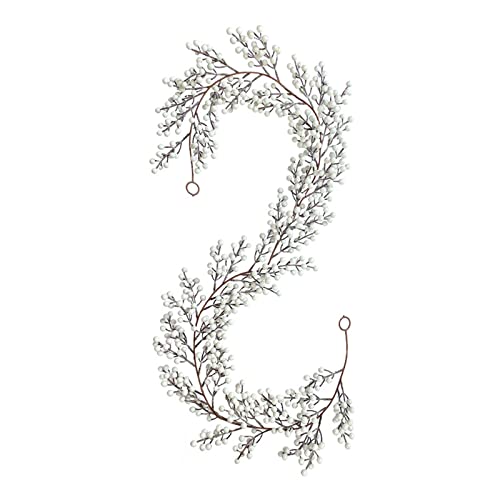 180cm Weiße Beeren Weihnachten Girlande Künstliche Beeren Girlande Winter Greenery Girlande für Xmas Mantle Fireplace Holiday Decor von Fofetbfo