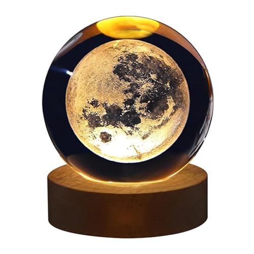 Fofetbfo 3D-Sonnensystem-Kristallkugel-Nachtlicht, Kristallkugel-Nachtlicht mit Holzsockel, Glaskugel-LED-Ständer, Nachtlicht-Dekoration(#3) von Fofetbfo