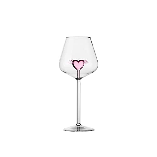 Fofetbfo Pink Love Rotweinbecher, Kristall-Rotweingläser, Romantische Herzförmige Weingläser, Kreativer Weinkelch aus Glas, Champagnerkelch-Trinkbecher für Hochzeit, Valentinstag, Party(#3) von Fofetbfo