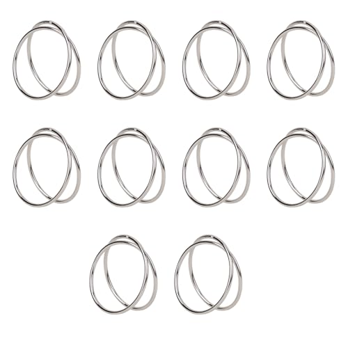 Fogbush Serviettenringe Silber, 10 Silberfarbene Doppelte Runde Metall-Servietten Ringe-Set, Metall-Serviettenringhalter, Passend für Stoffservietten, Eeignet für Hochzeiten, Feiertage und Andere Anlä von Fogbush