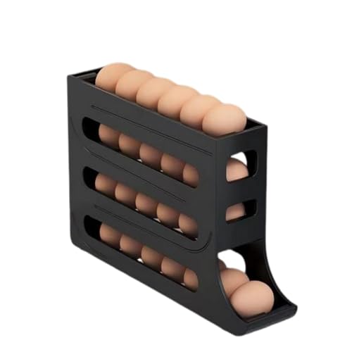 Fogcroll Eierspender für Kühlschrank, Organizer, Kühlschrank-Aufbewahrungsbox, vier Ebenen, automatisches Rollen, große Kapazität, platzsparende Seite, schwarz Fogcroll Eierspender für Kühlschrank, Organizer, Kühlschrank-Aufbewahrungsbox, vier Ebenen, automatisches Rollen, große Kapazität, platzsparende Seite, schwarz von Fogcroll