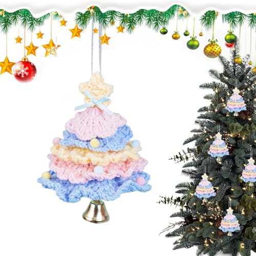 Fogukier Handgefertigter Weihnachtsbaumschmuck aus Garn mit Glocke – Heimdekoration, Tischdekoration für Fensterbank, Schlafzimmer, Wohnzimmer, Bücherregale, Schreibtisch von Fogukier