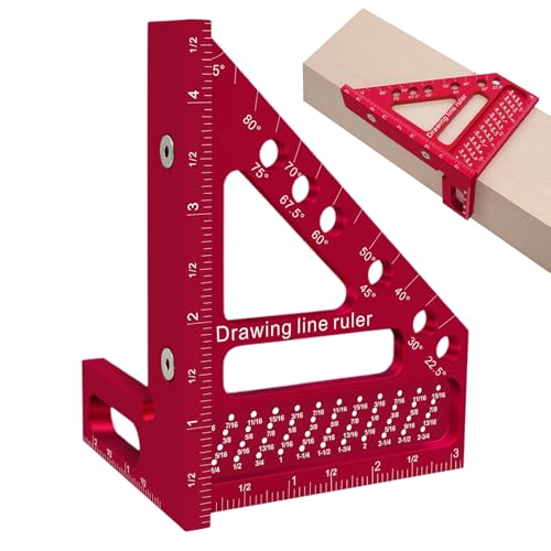 Fogukier Multiangle Gehrungswinkel,Winkelmesser Mit Lochfunktion Für Holzverarbeitung | Lineal Zum Markieren Und Messen Von 22 5 Bis 90 Grad - Für Handwerk Zimmerei Technisches Zeichnen Bauwesen von Fogukier