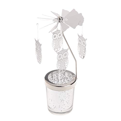 Fogun Drehbare Teelicht-Kerzenhalter aus Metall, Karussell, Heimdekoration von Fogun