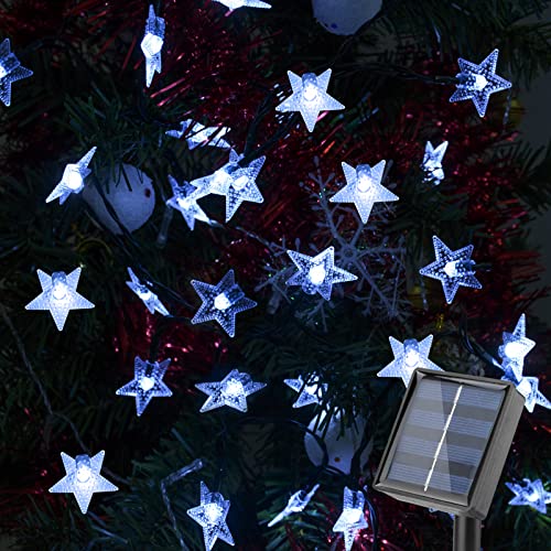 Solar Lichterkette Außen, 100 LED 12M Sterne Christbaumbeleuchtung Aussen IP65 Wasserdicht Lichterketten 8 Modi Weihnachtsbeleuchtung für Garten Terrasse Bäume Party Hochzeit Weihnachten (kaltes Weiß) von Fohil