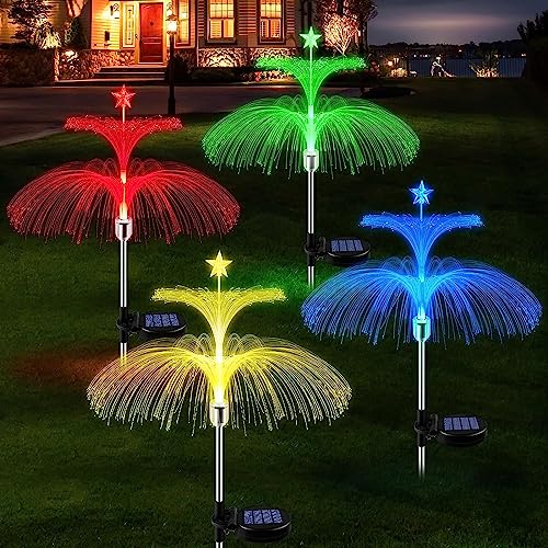 Solarleuchten für Außen Garten, 4 Stück Gartenleuchte Weihnachtsdeko 7 Farbe Led Wechselnde Wasserdichte Solar Weihnachtsbeleuchtung für Außen Patio Rasen Balkon Terrasse, Weihnachtsdeko Garten deko von Fohil