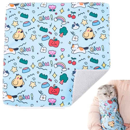 Fohuanky Selbstklebende Katzenpflege-Wickeldecke zum Nagelknipsen, kratzfeste Wickeldecke, beruhigende Katzenfessel, für stressfreie Fellpflege, Medikamente (Blau, 70 x 70 cm) von Fohuanky