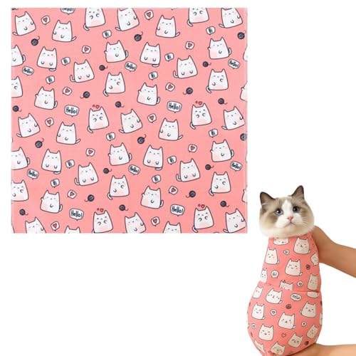 Fohuanky Selbstklebende Katzenpflege-Wickeldecke zum Nagelknipsen, kratzfeste Wickeldecke, beruhigende Katzenfessel, für stressfreie Fellpflege, Medikamente (Rosa, 55 x 55 cm) von Fohuanky