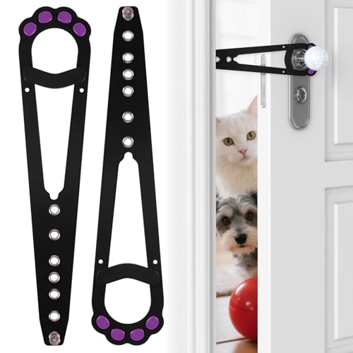 Fohuanky Verstellbarer Katzentürverschluss, 2er-Pack mit 7 Spalt-Einstellungen – Hundesicherer Pfotenförmiger Türstopper für Katzen, ohne Bohren, ideal für Mietwohnungen und Haushalte (Schwarz) von Fohuanky
