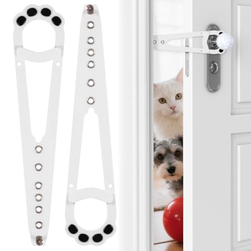 Fohuanky Verstellbarer Katzentürverschluss, 2er-Pack mit 7 Spalt-Einstellungen – Hundesicherer Pfotenförmiger Türstopper für Katzen, ohne Bohren, ideal für Mietwohnungen und Haushalte (Weiß) von Fohuanky