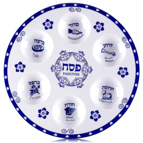 Foilswirl Pesach-Teller, 30,5 cm, elegantes blaues Renaissance-Design, rundes Seder-Tablett, gekennzeichnet mit traditionellem Essen, für Passah-Geschenke, Erwachsene und Kinder, 6 Stück Foilswirl Pesach-Teller, 30,5 cm, elegantes blaues Renaissance-Design, rundes Seder-Tablett, gekennzeichnet mit traditionellem Essen, für Passah-Geschenke, Erwachsene und Kinder, 6 Stück von Foilswirl