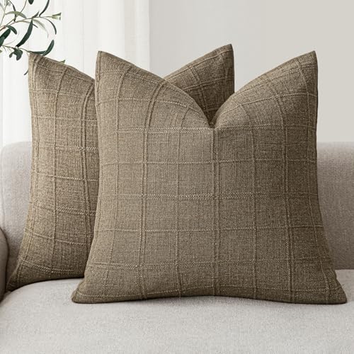 Foindtower Dekorative Kissenbezüge aus Leinen, kariert, neutrale Akzent-Kissenbezüge, moderner Bauernhausstil, Boho-Heimdekoration, für Sofa, Stuhl, Couch, Schlafzimmer, Wohnzimmer, Outdoor, 2 Stück Foindtower Dekorative Kissenbezüge aus Leinen, kariert, neutrale Akzent-Kissenbezüge, moderner Bauernhausstil, Boho-Heimdekoration, für Sofa, Stuhl, Couch, Schlafzimmer, Wohnzimmer, Outdoor, 2 Stück von Foindtower