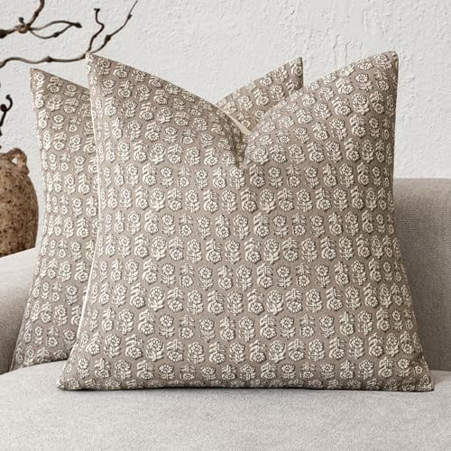 Foindtower Dekorative Vintage-Blumendruck-Kissenbezüge, neutral, modern, Bauernhaus-Kissenbezüge, Boho-Heimdekoration, für Sofa, Stuhl, Couch, Schlafzimmer, Wohnzimmer, Outdoor, 45,7 x 45,7 cm von Foindtower