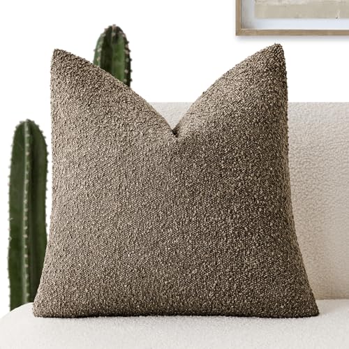 Foindtower Dekorativer strukturierter Bouclé-Kissenbezug, akzentuiert, einfarbig, neutral, weich, gemütlich, Couchkissen für Stuhl, Sofa, Schlafzimmer, Wohnzimmer, Heimdekoration, 61 x 61 cm, 1 Stück, von Foindtower