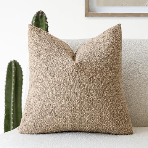 Foindtower Dekorativer strukturierter Bouclé-Kissenbezug, akzentuiert, einfarbig, neutral, weich, gemütlich, Couchkissen für Stuhl, Sofa, Schlafzimmer, Wohnzimmer, Heimdekoration, 61 x 61 cm, Taupe, von Foindtower