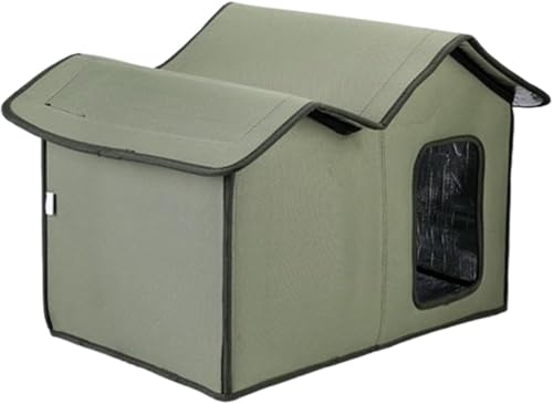 Großes isoliertes Katzenhaus for Wildkatzen mit wasserdichtem Design | Wetterfester Tierunterschlupf mit transparenter Tür | Waschbare Katzenhütte for Wildkatzen, Streunerkatzen und kleine Hunde von Foirtoevu