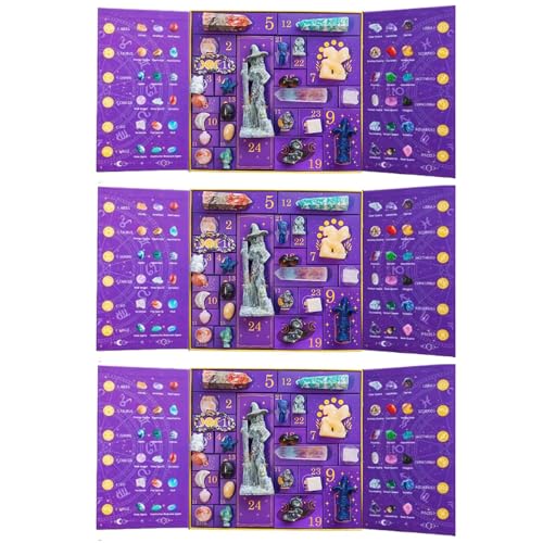 Reiki-Kristall-Halloween-Countdown-Geschenkbox, Die Magie der Heilung und Energieübertragung, Kristalle & Heilsteine Adventskalender-Set (3pcs) von Fokayo