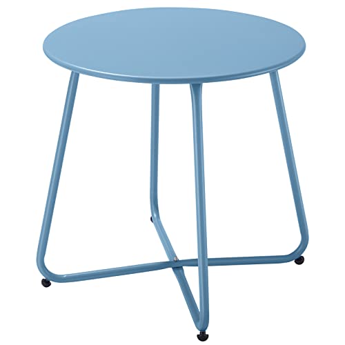 Fokebel Beistelltisch, Kleiner Beistelltisch Metall, Garten Beistelltisch Rund, Couchtish & Kaffeetisch mit Verstellbarer Tischbeine (Blau, Ø 45x45H cm)… von Fokebel