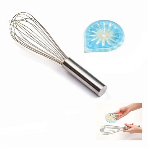 Schneebesen Edelstahl,Handrührbesen-Rakel-Set mit Schaber, Mehrzweck-Eischläger und Acrylschaber zum Kochen, Verquirlen, Mixen Handschneebesen, zum Mischen Schlagen Aufschäumen und Rühren von Fokecci