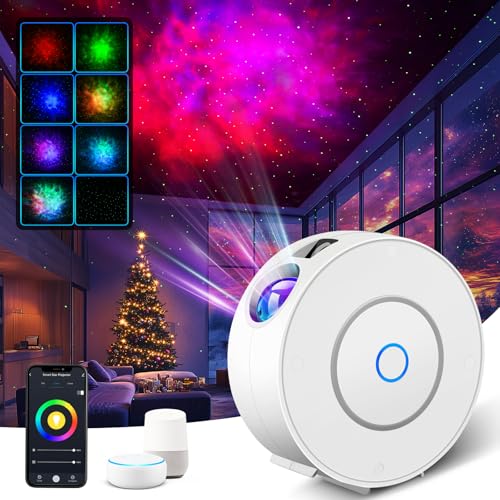 Fokky Smart Sternenhimmel Projektor, WLAN Galaxy Projector mit Sprachsteuerung/APP-Steuerung/Timer, Sternenprojektor Funktioniert mit Alexa&Google Assistant, Sternenhimmel Lampe für Kinder Erwachsene von Fokky